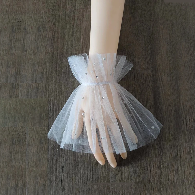 professional nail art accessory pearl mesh fake arm lace sleeve Manicure photo decoration flared false cuffs shooting background