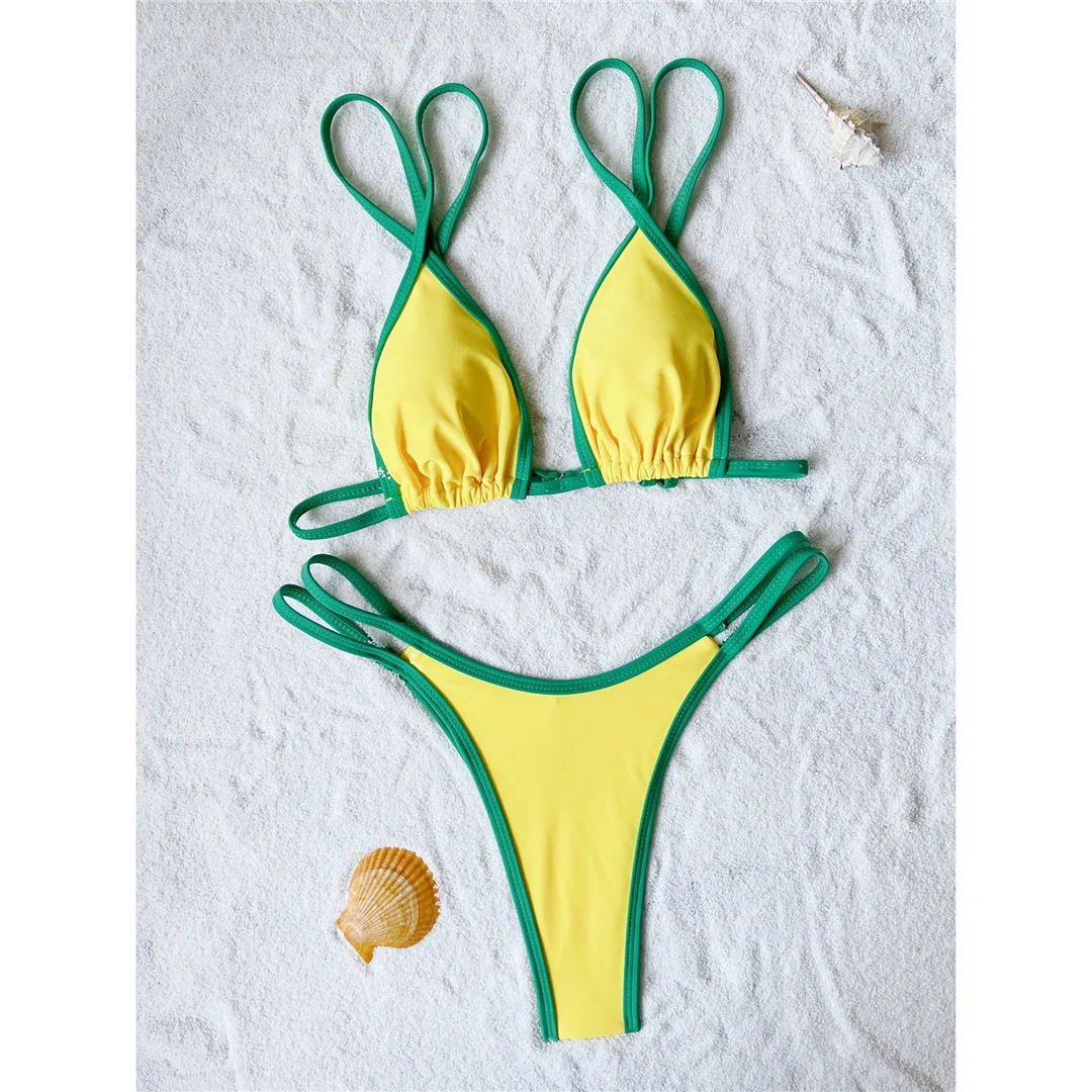S - XL, zweiteiliger Bikini mit hohem Beinausschnitt, Damen-Badeanzug, gepolsterter Badeanzug, Badebekleidung, Modell V7313. – Detail 11