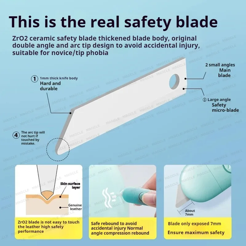 Kawaii Portable Cutting Tools Mini Ceramic Utility Knife Safe Blades Box Packaging Opener with Keychain Hang Hole Locks