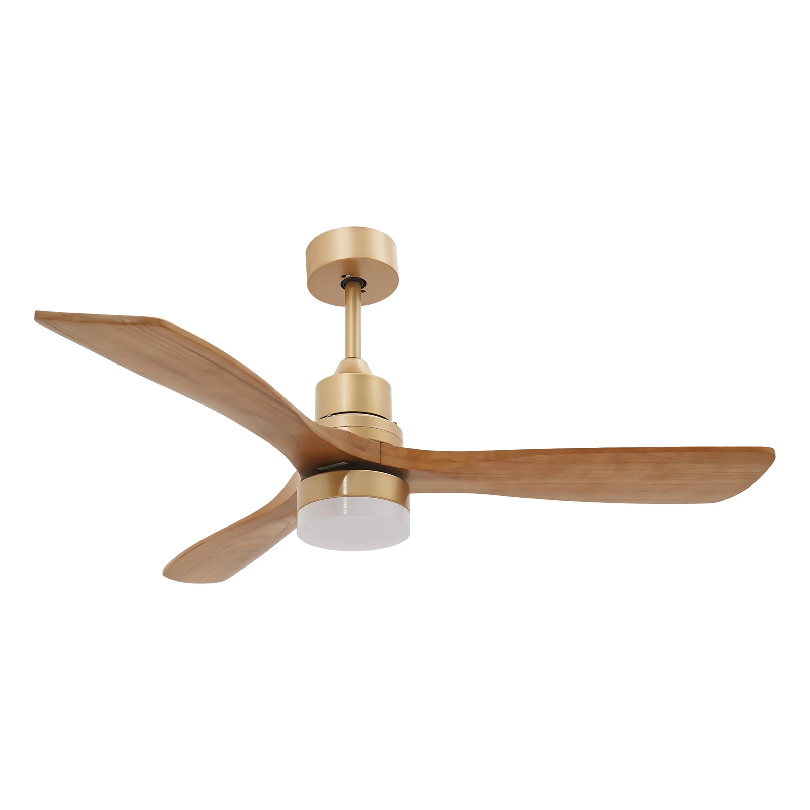 Wood Gold Ceiling Fan with LED Light Remote Control 6 Speed 1/2/4H Timer 3 Color Temp 3 Blades Reversible Quiet Copper Motor Ceiling Fan Light