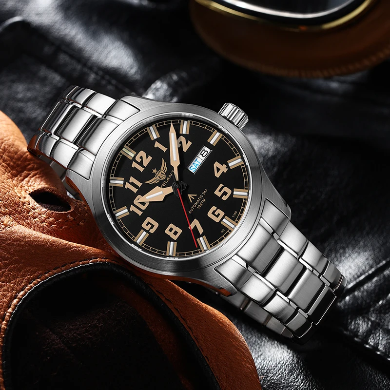 Yelang v1007 42mm relógio masculino nh36 luminoso t100 marca 100m à prova dwaterproof água relógio mecânico automático lente de safira reloj negócios