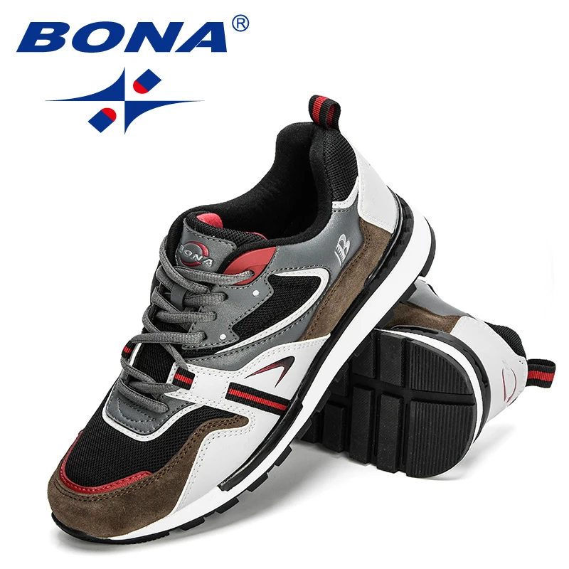 BONA New Designers Action Leather Sport Shoes Man Sneakers Running Shoes Men Tennis Male Walking Footwear Trendy Fitness