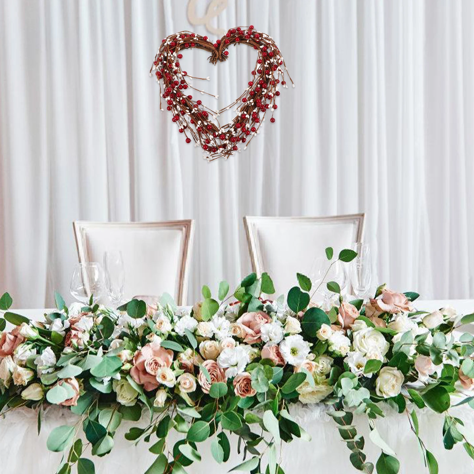 

Simulated Shaped Wreath Red White Wedding Decor Valentine Hanging Garland Romantic Wreath Door Decor Foam Garlands