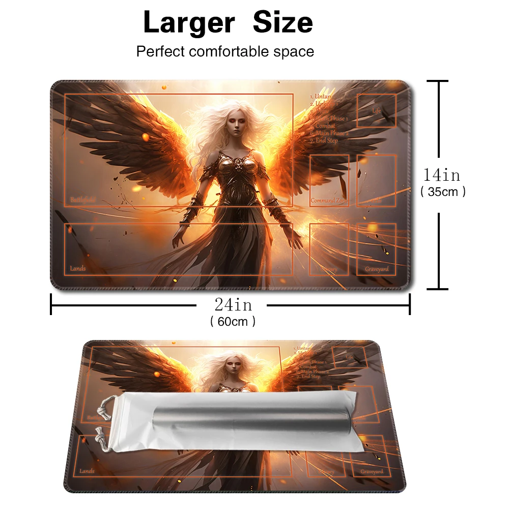 Blaze Angel - Board Game TCG Playmat Table Mat Game Size 60X35 CM Mousepad Compatible for MTG CCG