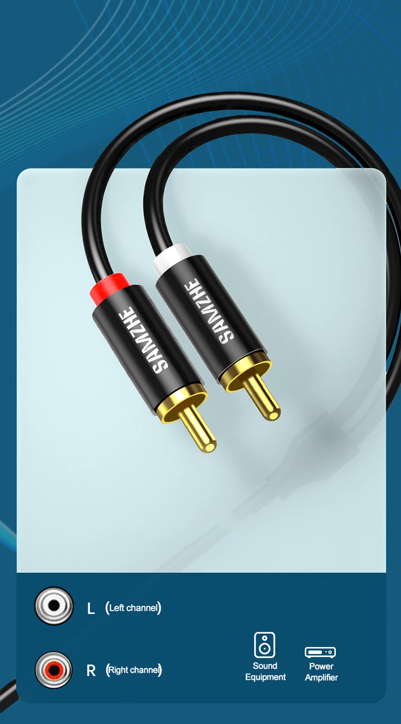Samzhe rca kabel buchse 3,5mm zu rca audio kabel 3,5mm buchse zu 2rca männlich splitter aux kabel für tv pc verstärker dvd lautsprecher kabel – Detail 5