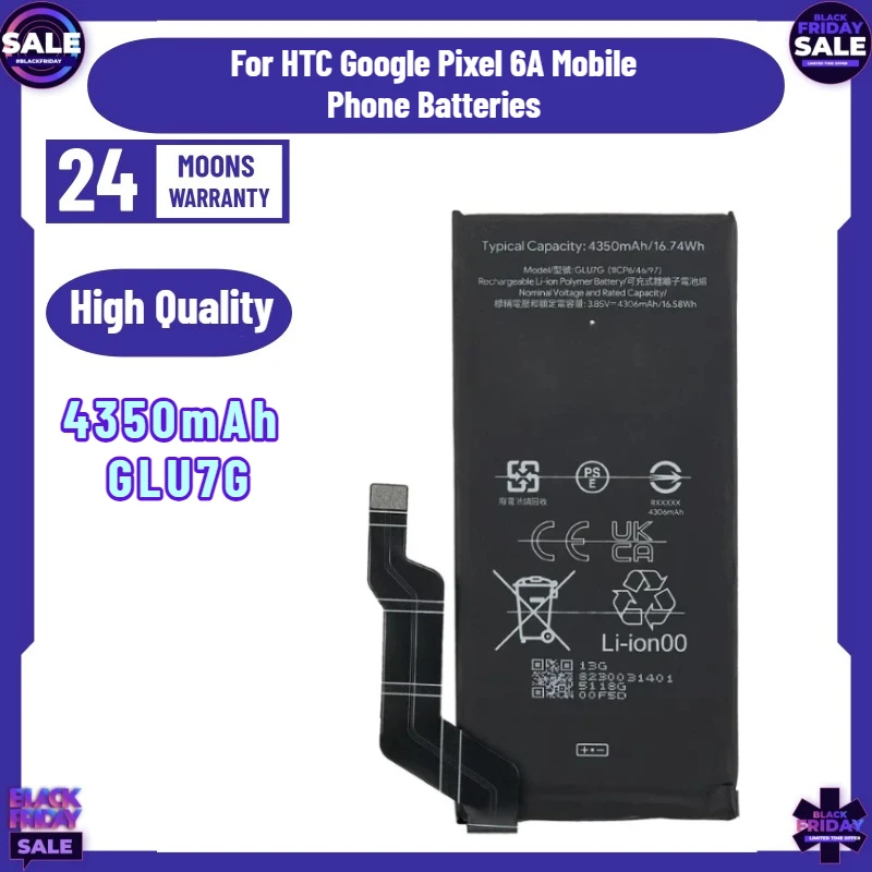 SWZY 4350mAh GLU7G Replacement Battery for HTC Google Pixel 6A Mobile Phone Batteries