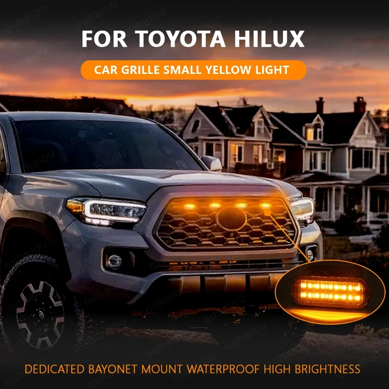 

Universal Car Front Grille Light Shell Daytime Running Lamp Amber LED Headlight Warning Light For Ford Toyota Tundra Tank