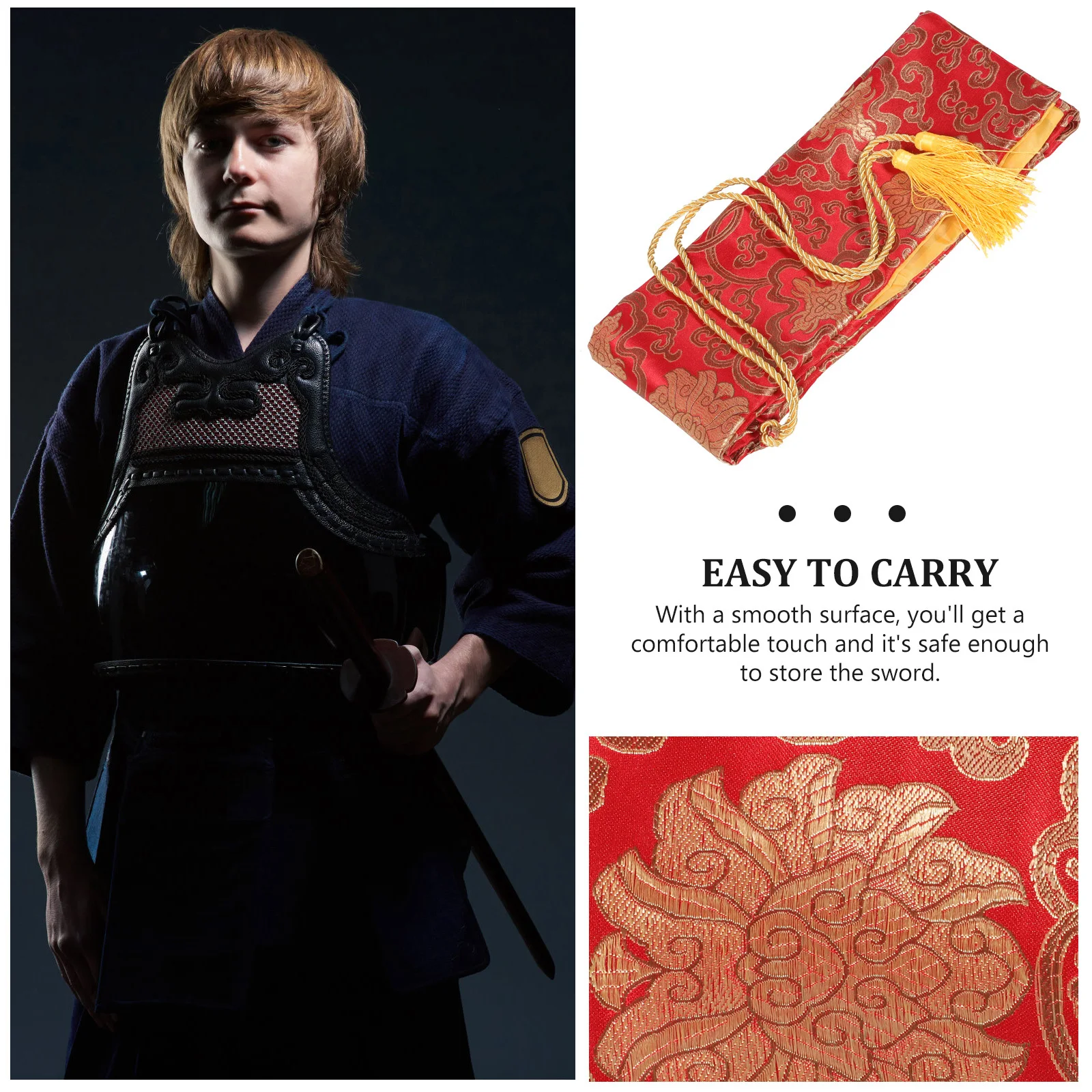 حقيبة التخزين اليابانية السيف تاي تشي السيوف Taichi حمل المعدات المبارزة غطاء القماش الأحمر فنون الدفاع عن النفس #1