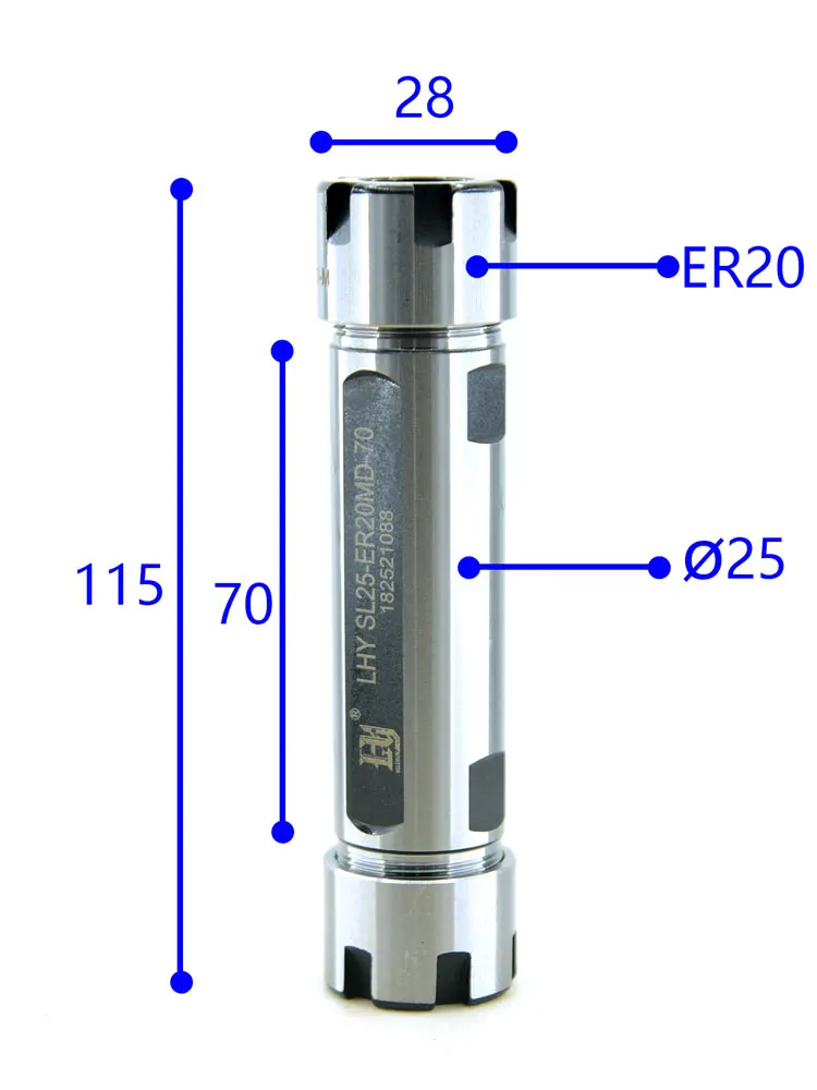 Double ER20M Collet Chuck ER20 Straight Tool Holder for CNC Latche Machine Toolholder Drill Sleeve ER collet Chuck Extension