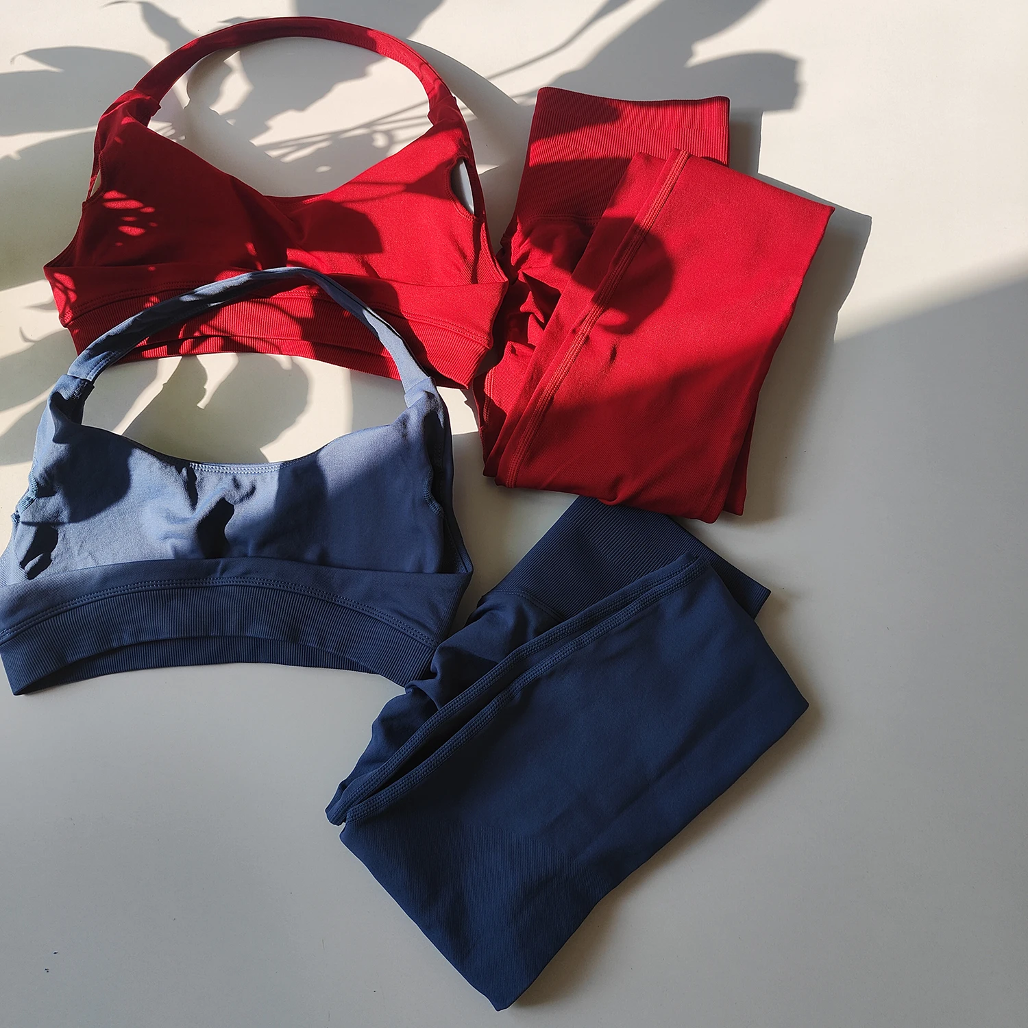 2-teiliges Damen-Yoga-Set, Nahtlose Fitness-Sportbekleidung, Neckholder-Sport-BH, Passende Yoga-Leggings für Workout-Sets, Gym-Outfit – Detail 14