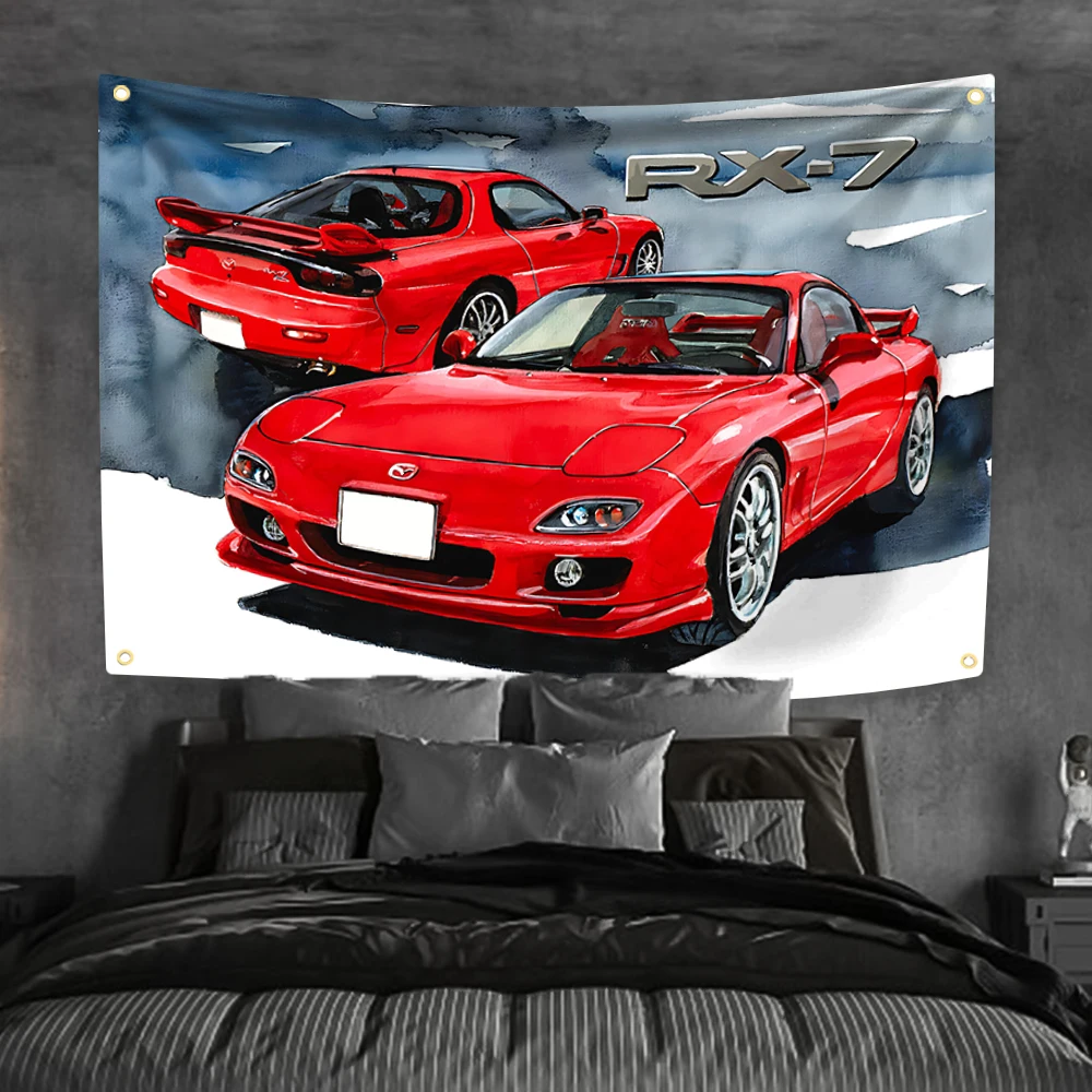 JDM Legende Rx7 Sport Car Flag Vintage Street Racing Garage Banner Flag Outdoor Indoor Decor