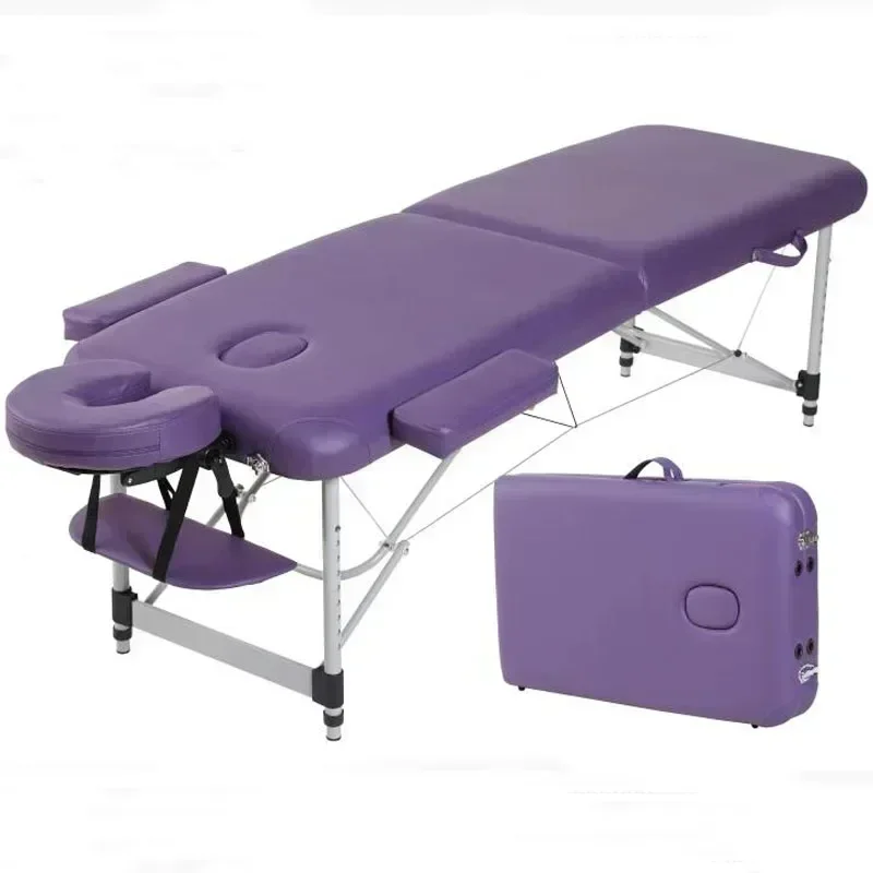 For 185*60cm Aluminum Alloy Folding Massage Bed with Carrying Case Spa Beauty Massage Tables Salon Furniture Height Adjustable