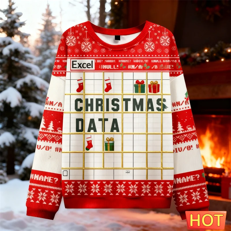 Hässlicher Weihnachtspullover Excel-Muster Lustiges Neues Weihnachtsgeschenk Datenanalyst Weihnachtspullover 2027 Sweatshirts für Männer und Frauen – Detail 2
