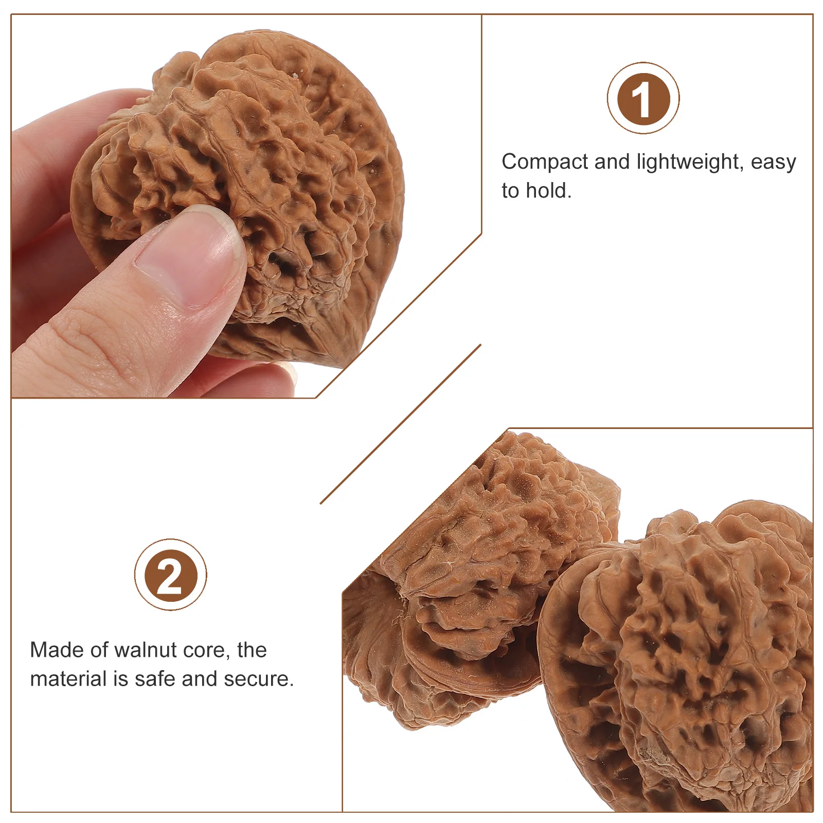 2 Pcs Walnut Hand Therapy Fitness Handball Massager Chinese Exerciser Core for Hands