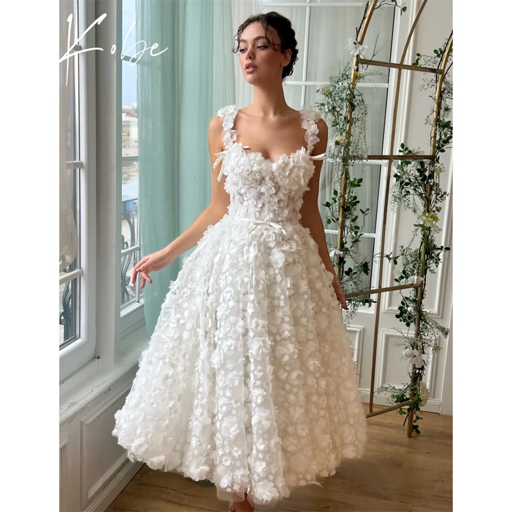 

Kobe Lace A-Line Evening Dress Floral Ankle-Length Strapless Wedding Dresses Spaghetti Strap vestidos de noche Customized 2025