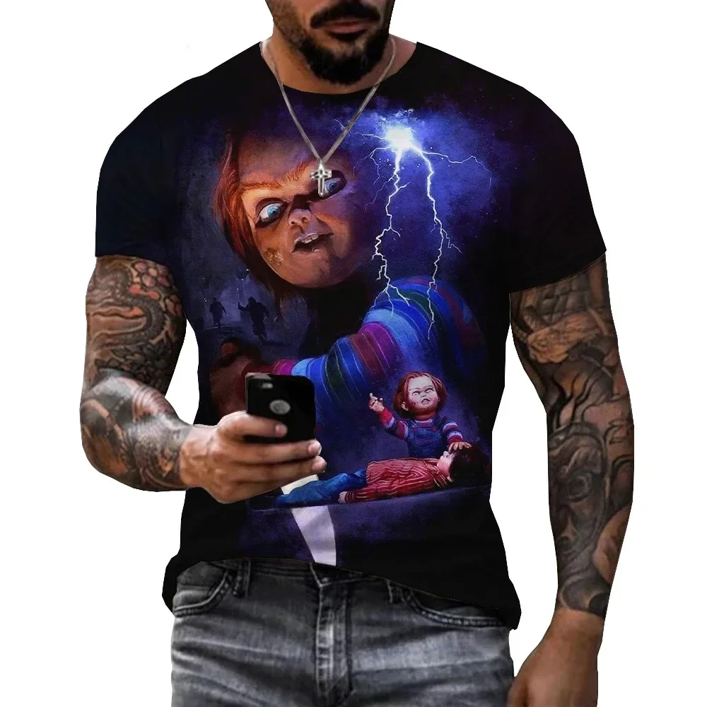 Summer Horror Movie Bride of Chucky 3D Printed Fashion Short Sleeve T-shirt Casual Round Neck T Shirt Men Women  T-shirt