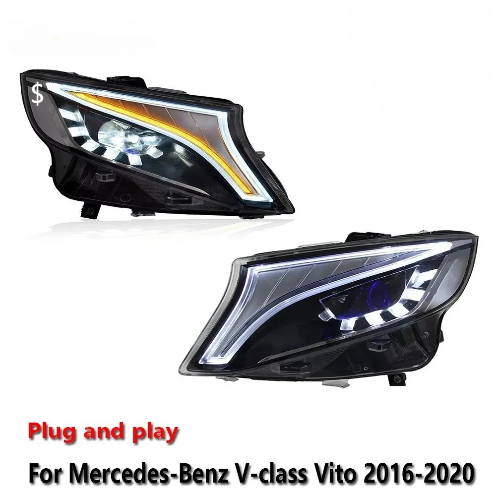 

Светодиодные фары для Mercedes-Benz Vito 2016-2023: противотуманные фары, ДХО, стоп-сигналы, указатели поворота, подключение Plug and Play, IP67