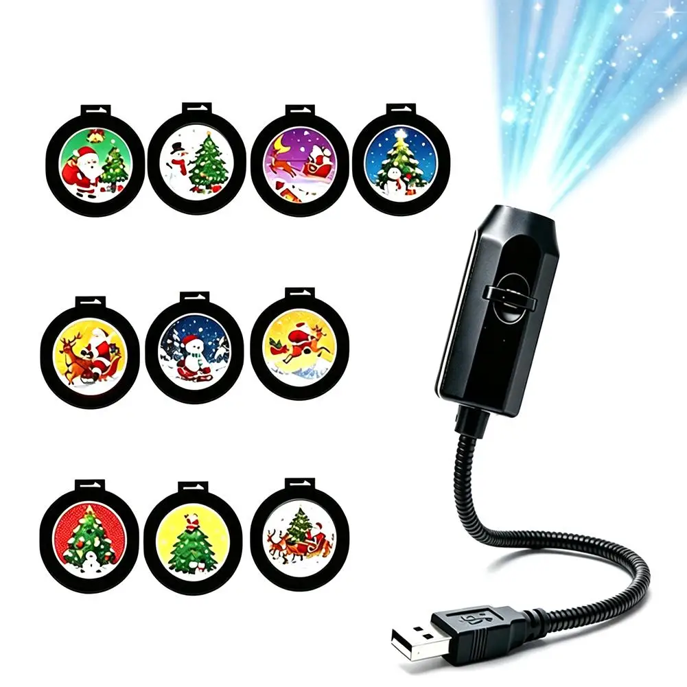 6/10/15/20 Modes LED Christmas Projector Light USB Night Light Ambiance Christmas Holiday Night Light Rotatable Scenes Projector