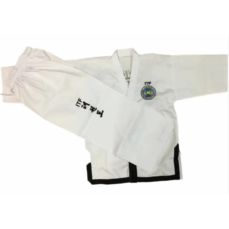 

Униформа ITF для тхэквондо, оптовая продажа, обычная версия, мастер-версия, настраиваемая вышивка, одежда для боевых искусств