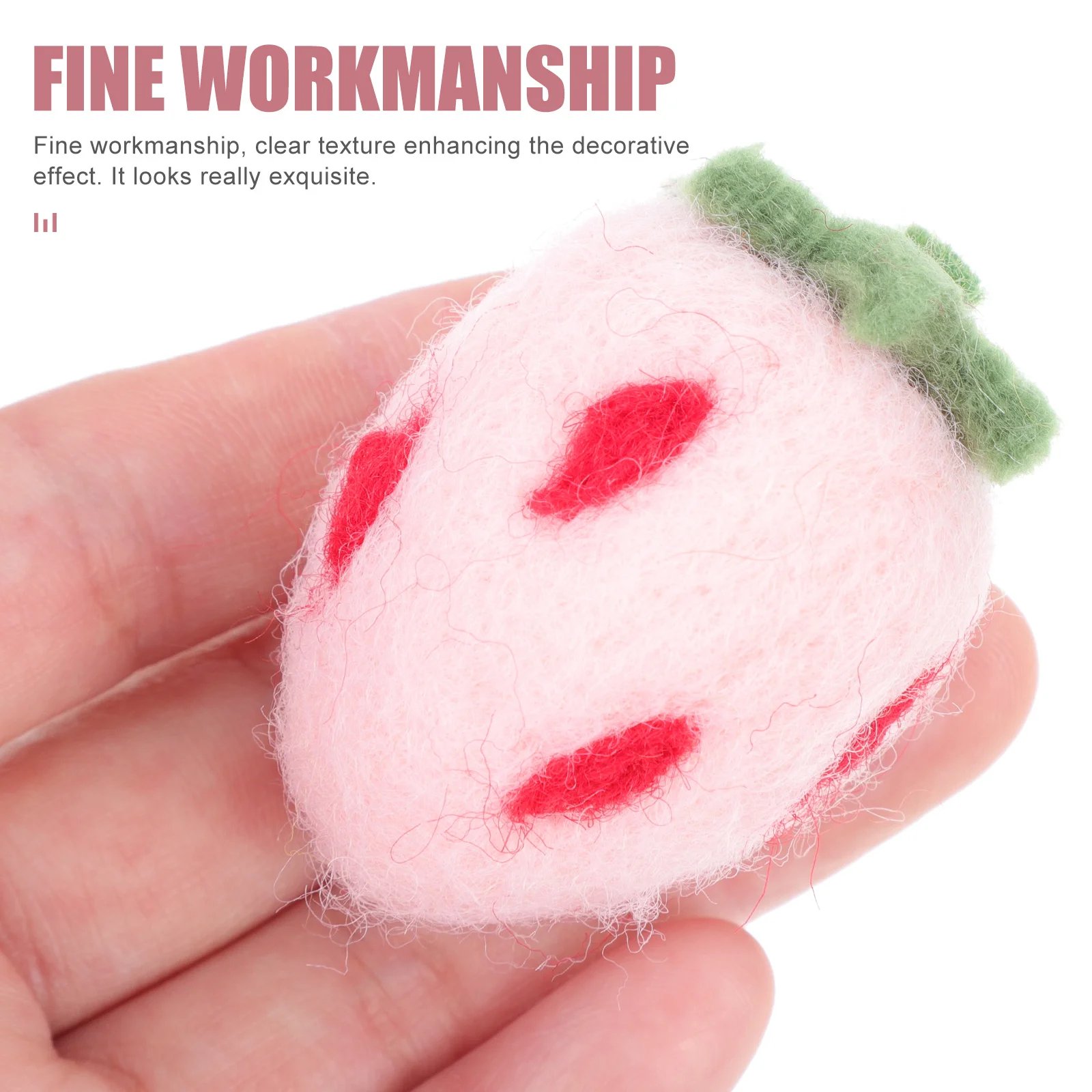 

10Pcs Handmade Products Strawberry Shape Felt Crafts for DIY Adornment Wool Felting Craft Kids Room Party Decor