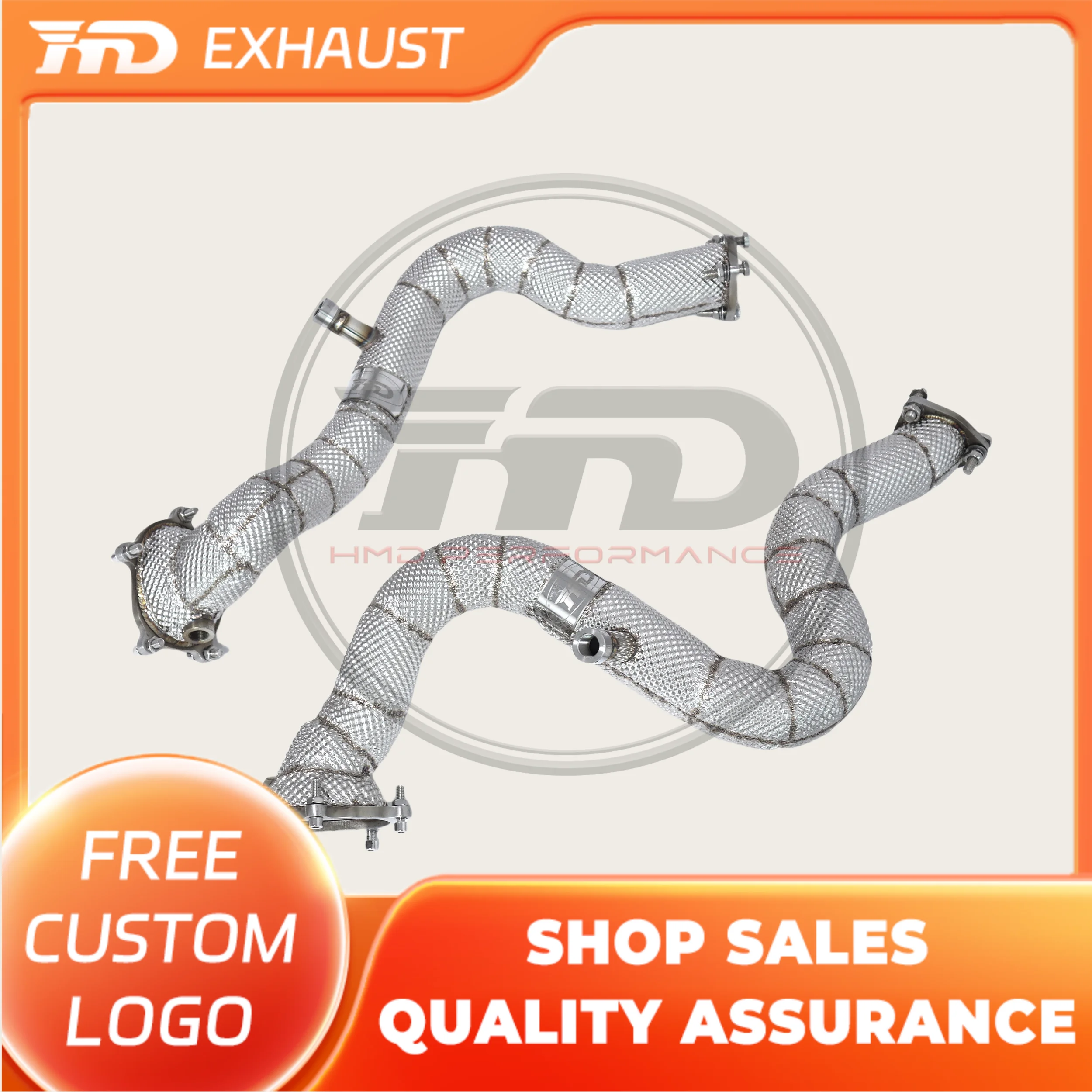 

HMD Exhaust System High Flow Performance Downpipe for Audi AUDI S6 S7 RS6 RS7 C7 4.0T With Heat Shield