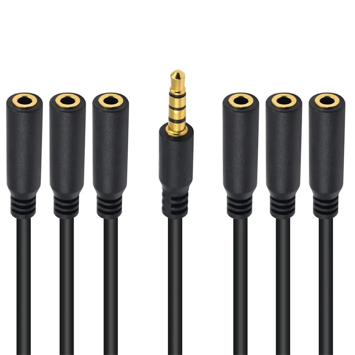 POP-l3.5mm イヤホン スプリッター ケーブル 3.5mm 1/8 インチ 4 極 TRRS オス - 5 ポート Aux ケーブル イヤホン マイク オーディオ