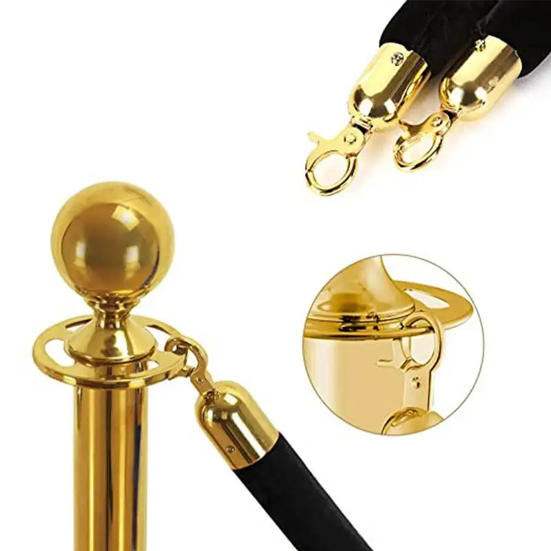 Wedding Rental Gold Stanchion Posts Luxurious Red Velvet Ropes VIP Crowd Control Barriers for Event Planning Use