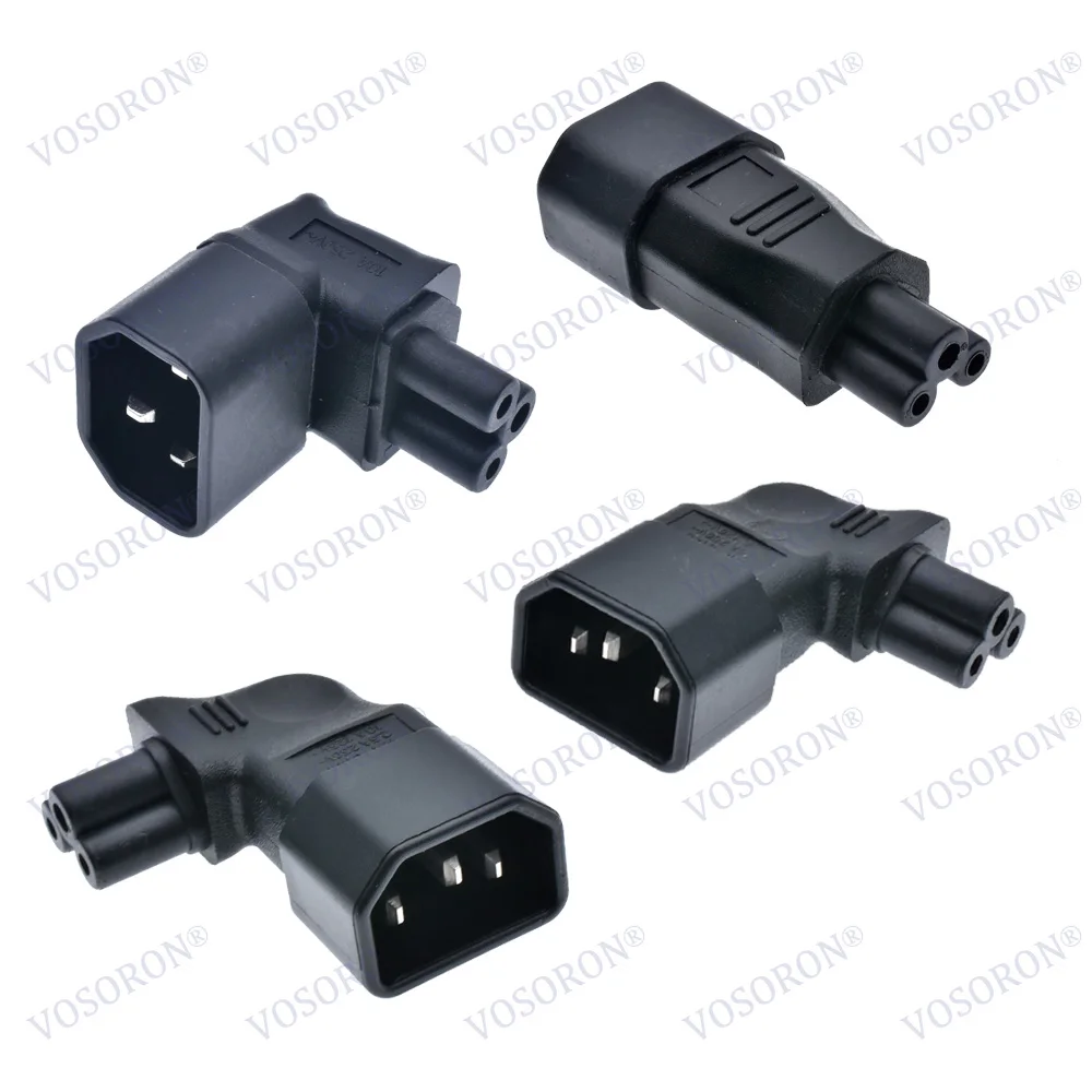 IEC320 C5 Power Converter, IEC C14 Male Plug to C5 Up/Left/Right/Strainght Angle Connector 10A 250V