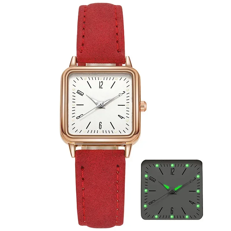Reloj de Mujer de cuarzo Simple a la moda, relojes de pulsera para Mujer, Reloj informal de negocios de cuero rojo para estudiantes, Reloj de regalo