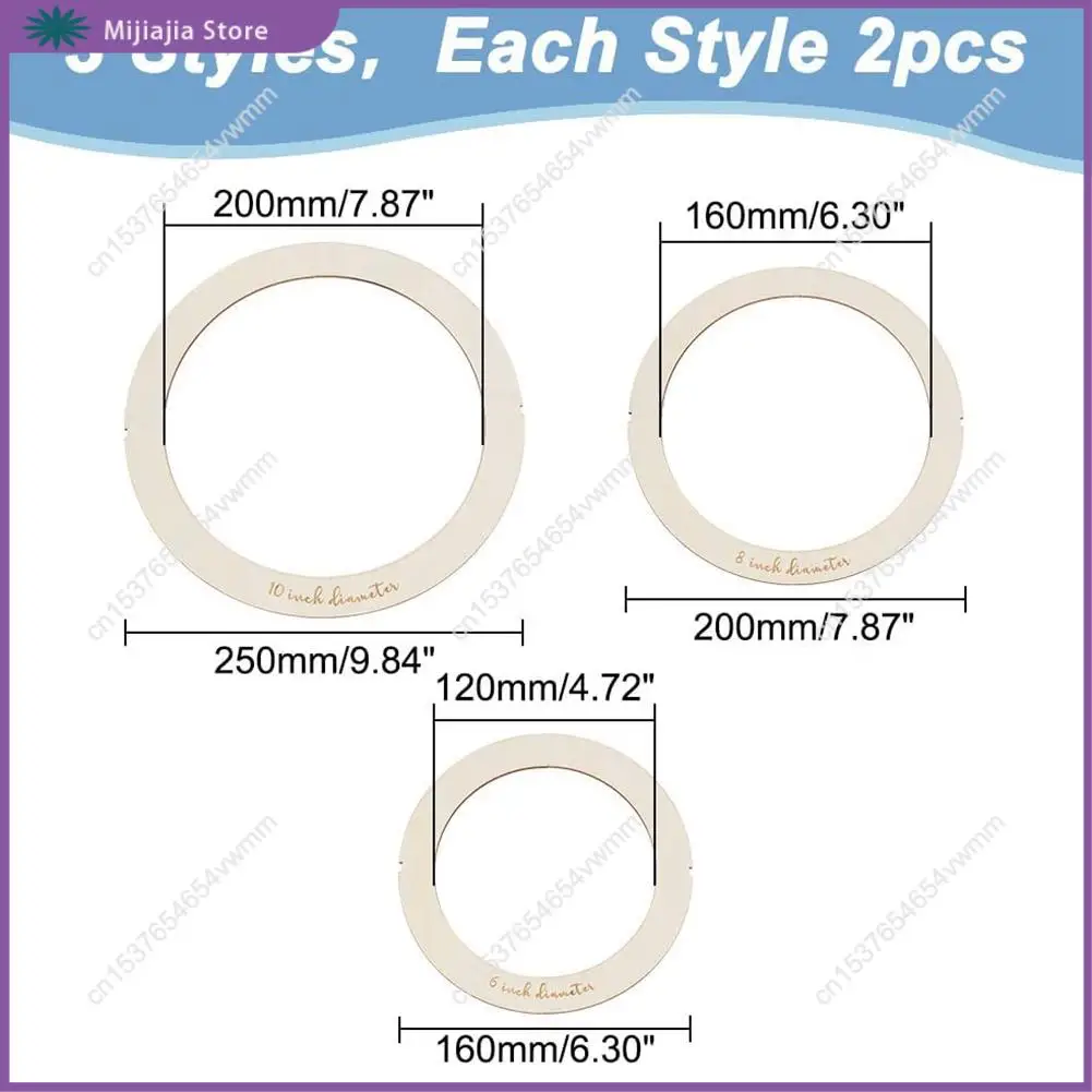 Moldes redondos de corte de macrame, 6 peças, ferramenta de corte de macrame de madeira, ferramenta de suspensão de parede, modelo de corte de anel, vendas