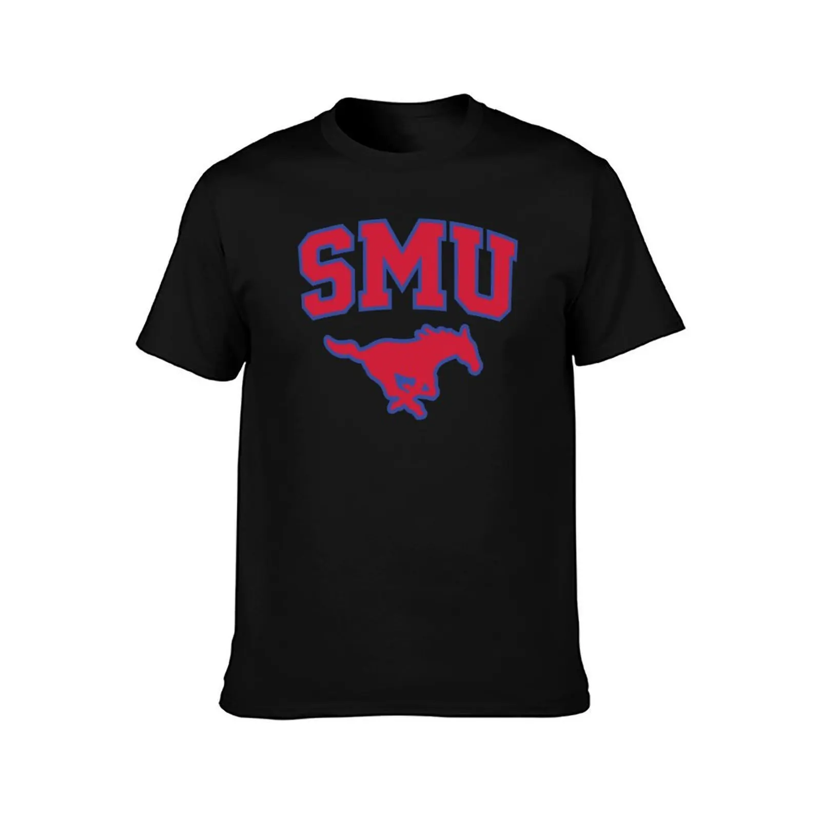 SMU Blue Logo & Red Peruna T-Shirt, Summer Casual Cotton Tee, Oversized Streetwear Tops, Vintage Graphic Print, Unisex Men Women