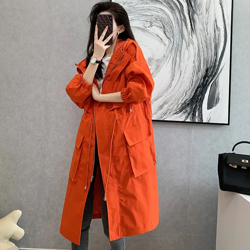 Trench da donna Giacche di media lunghezza Cappotto con cerniera con cappuccio Spessore caldo Y2k Giacca streetwear Capispalla da lavoro Autunno Inverno
