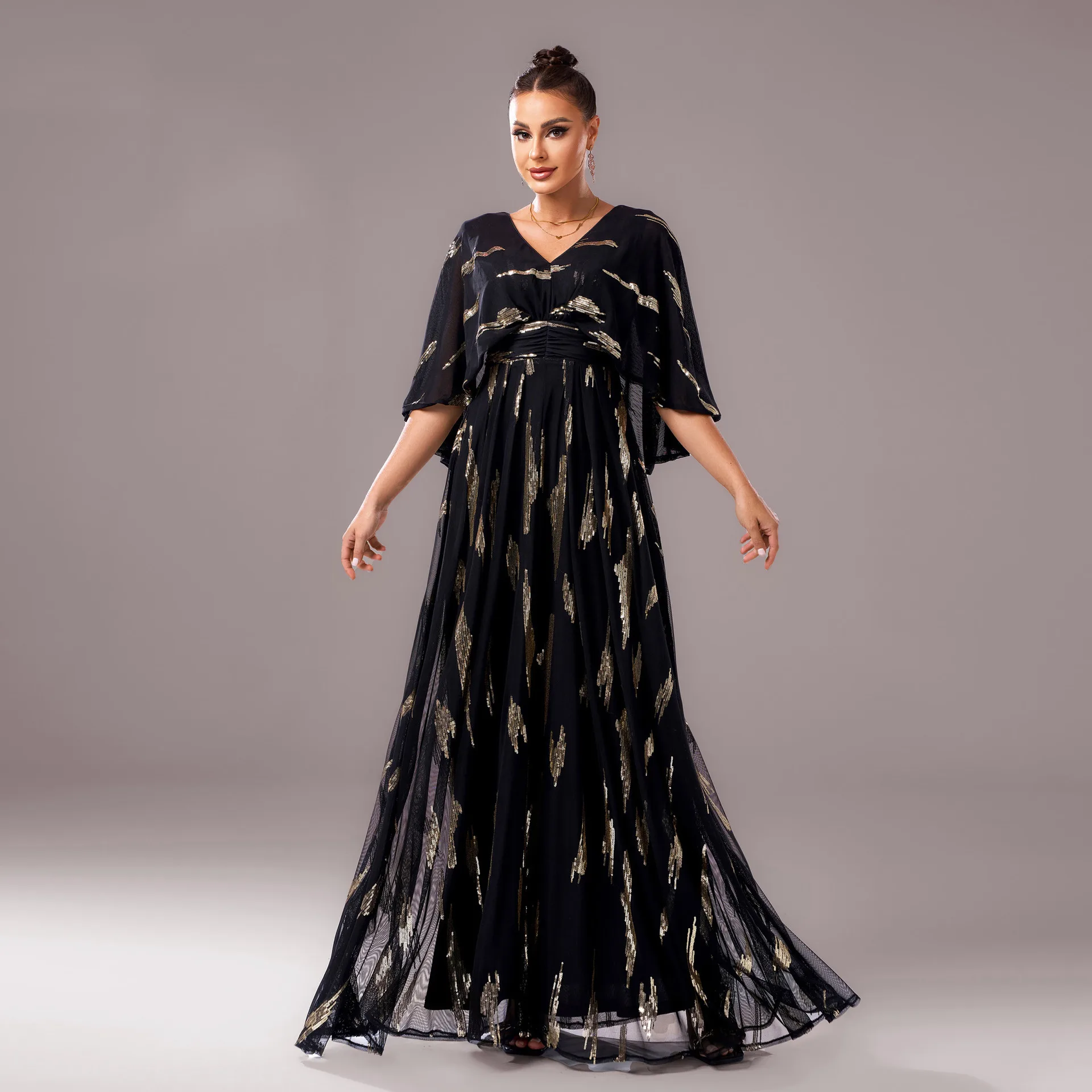 Ele V-Ne Midi Sve Long Sparkling Evening Dr Women's Canion Dr High Waist Knitted Bodycon Skirt Polyester