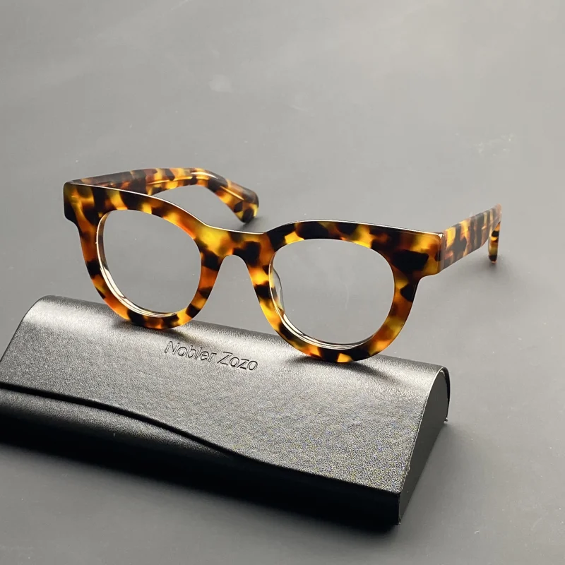 Thickened acetate optical glasses frame leopard color cat eye glasses for men and women to make prescription glasses for myopia