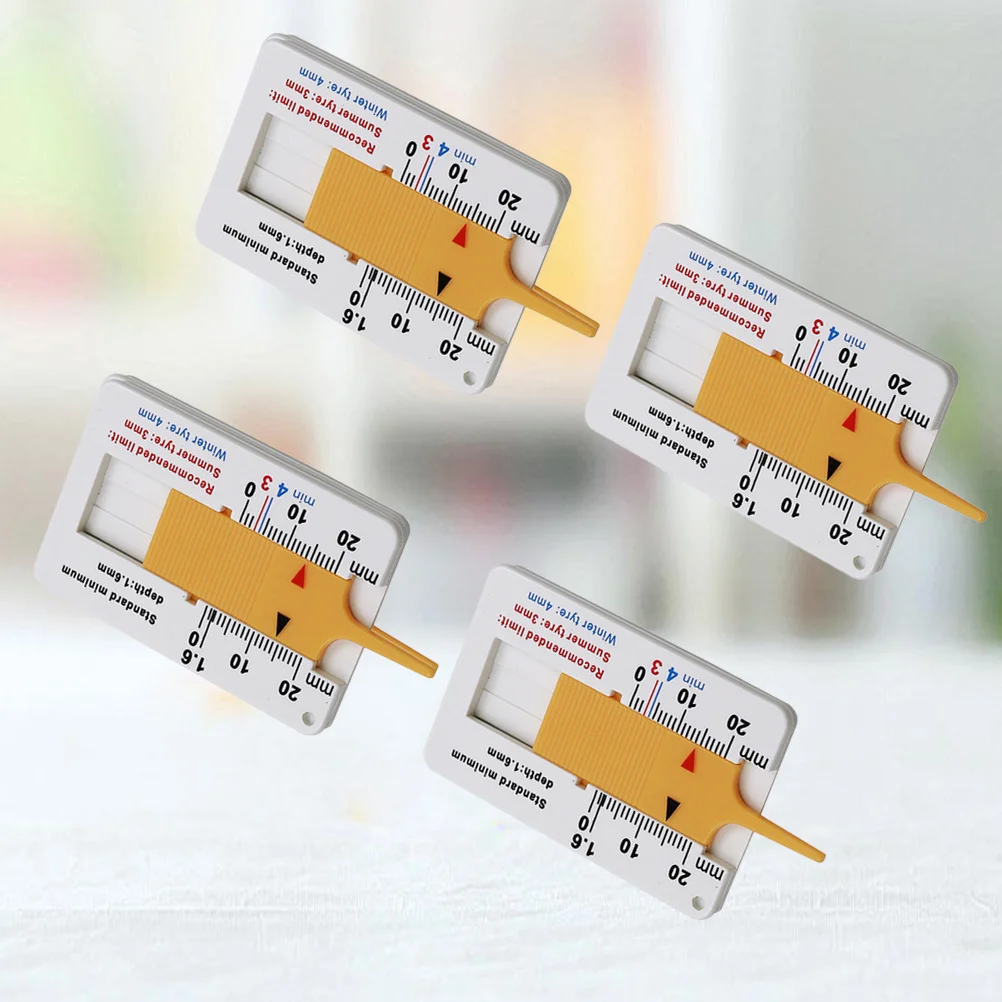 

4pcs 0-20Mm Tire Tread Depth Gauge Portable Measurement Tool For Car Truck Motorcycle Tyre Tread Meter Metal Probe Instrument