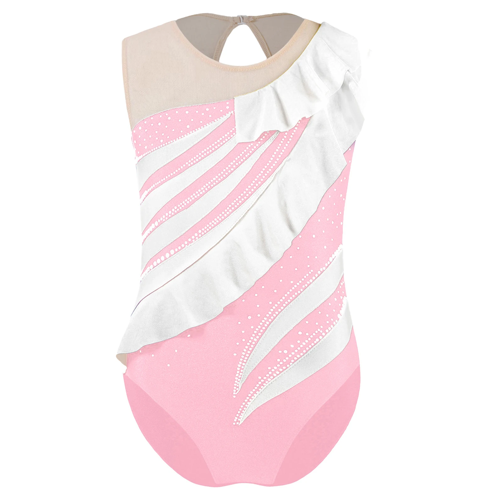 

Rhythmic Gymnastics Jersey Performance Kids Girl Ballet Dance Leotard Sleeveless Ruffles Bodysuit Children's Ballerina Clothing