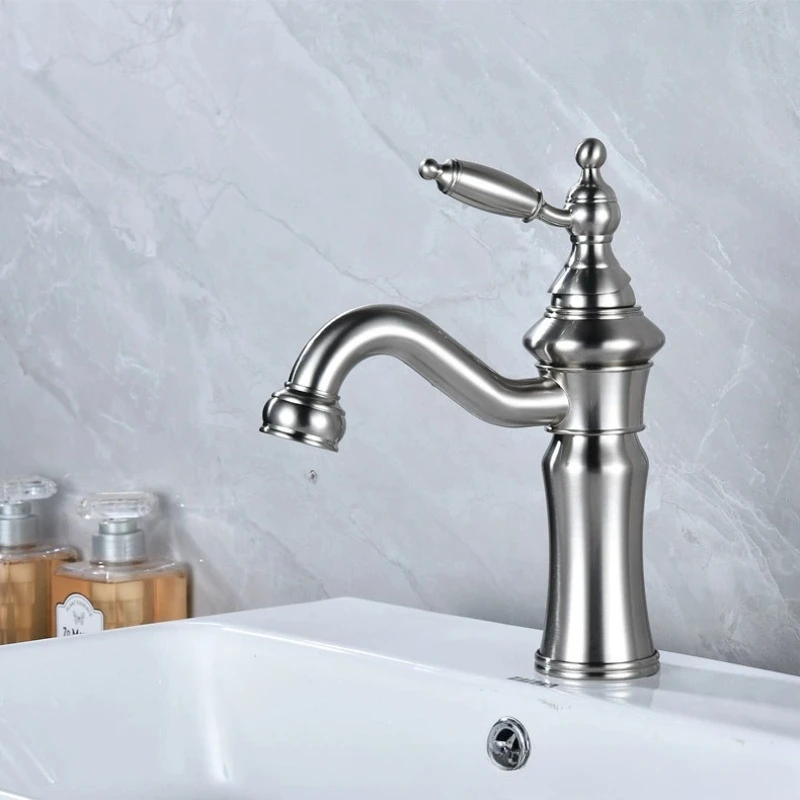 

Персонализированный никелевый матовый смеситель для горячей и холодной воды в форме пагоды, раковина для ванной комнаты, смеситель для умывальника