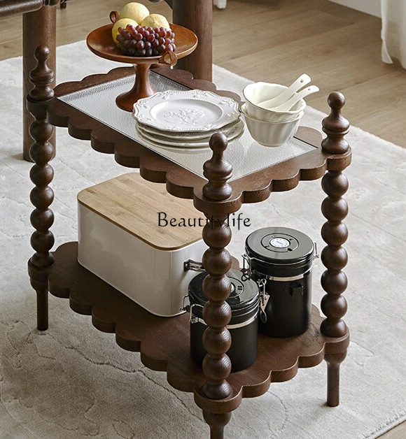 

French Retro Solid Wood Side Table High-Grade Living Room Movable Home Corner Table