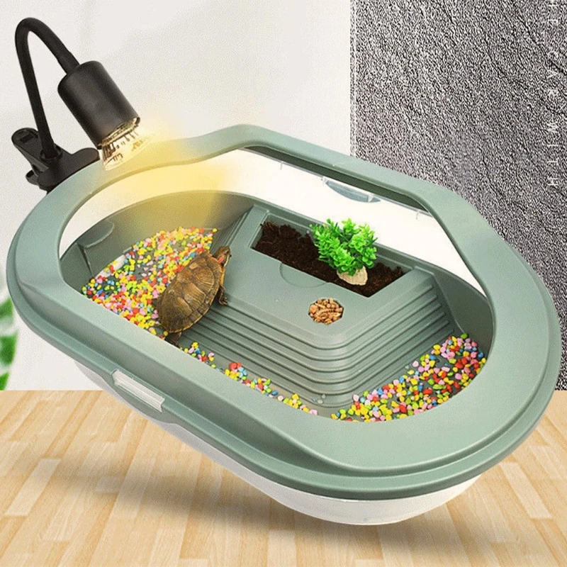 

Habitat for Turtle for Tank Plastic Aquarium Amphibian Pet Terrarium Escape Proof with Platform Slope and Swimmi