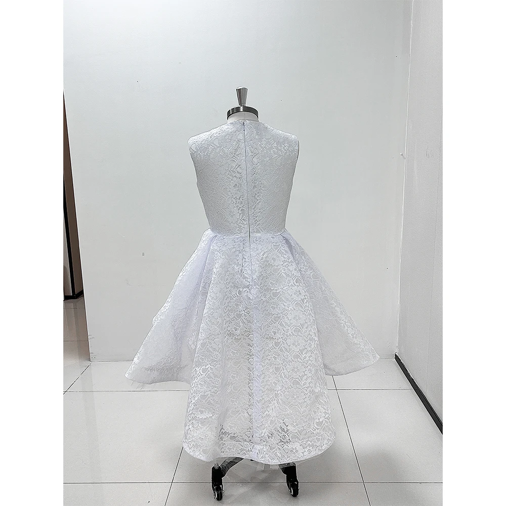 Novo vestido de baile chique feito à mão flor, vestido curto e único, formal, sem mangas