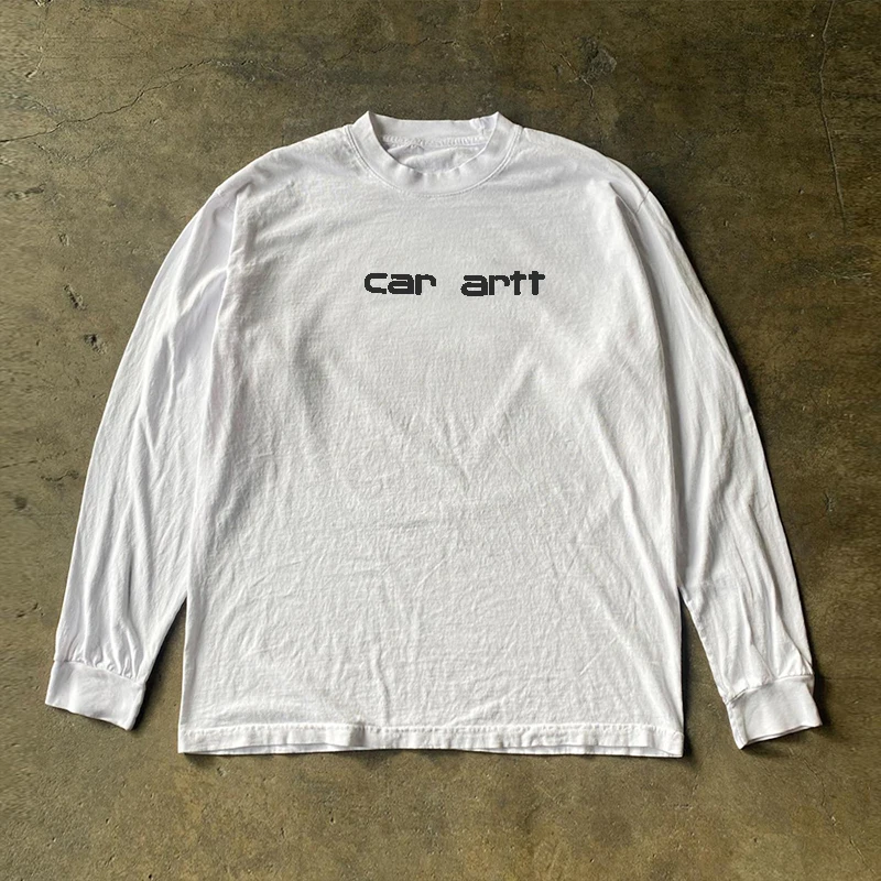 Pure Cotton Long Sleeve T-Shirt Thin Design Letter Print Inner Wear for Students Spring Autumn Heavyweight 300g XiaoChen Story