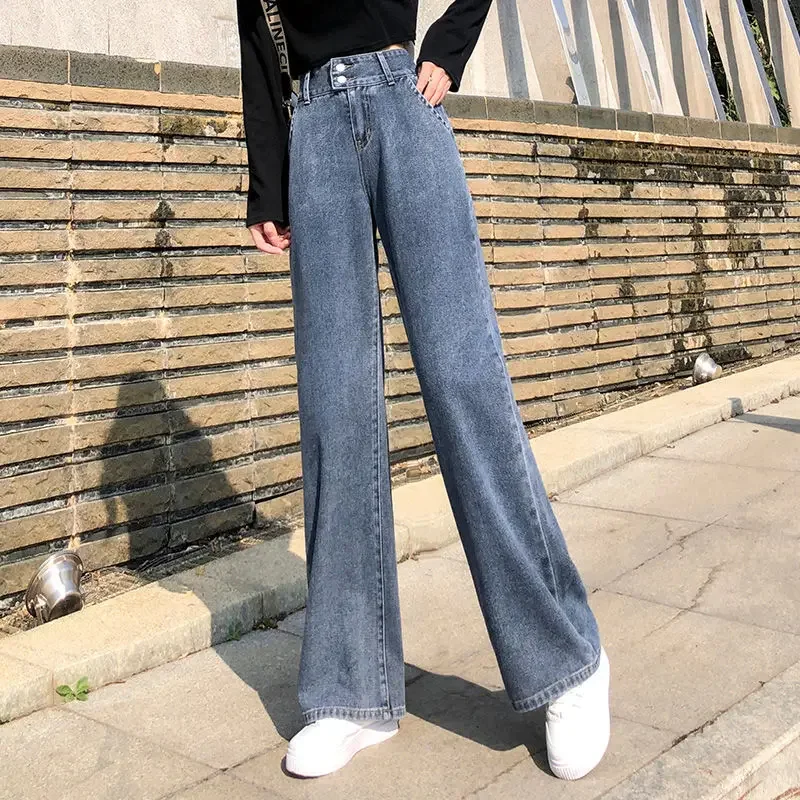 

High Waist Wide Leg Jeans Women's Loose Korean College Style Fashion Versatile 2022 New Vertical Straight Tube Women's Pants