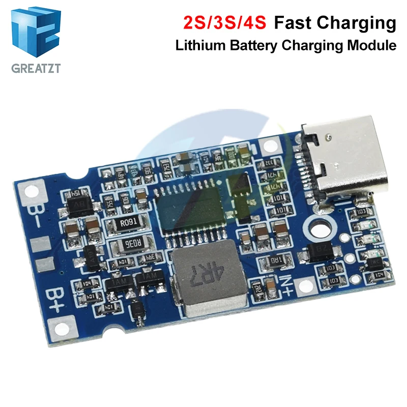 Type-C USB 2S 3S 4S BMS 4.5V-15V 18W 2A Lithium Battery Charging Module Support QC Fast Charge With Temperature Protection