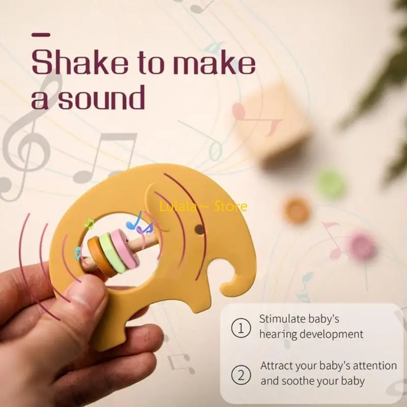 Y4QA Handhold Rattle Silicone Elefante Teether Toy Accessori per bambini Music Toying Toy