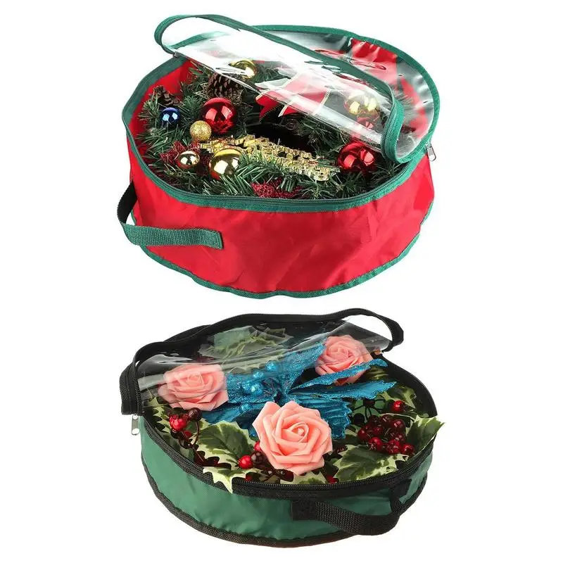 Christmas Wreath Storage Container Seasonal Holiday Wreath Storage Container Handle And Zipper Waterproof Christmas Tree Bag