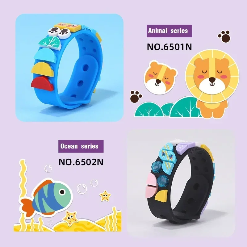 เด็กบล็อกสายรัดข้อมือสร้อยข้อมือ Building Block DIY ของเล่นการ์ตูนสร้างสรรค์สร้อยข้อมือเด็กของขวัญนักเรียนของเล่นอุปกรณ์เสริม