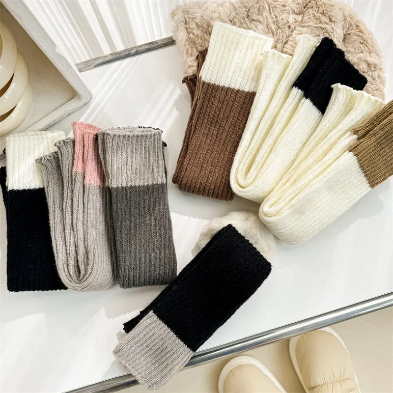Y2K Women's Leg Warmers Japanese Lolita Long Socks Wool Knitted Foot Cover Arm Warmer Autumn Winter Crochet Heap Sock Boot Cuffs