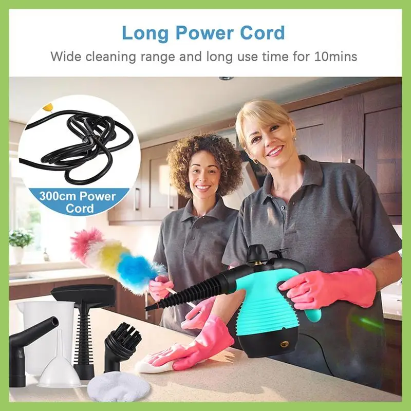 

ABJT-ручной пароочиститель 1050 Вт, многофункциональная высокотемпературная машина для пароочистки под давлением с аксессуарами из 9 предметов, EU Plu