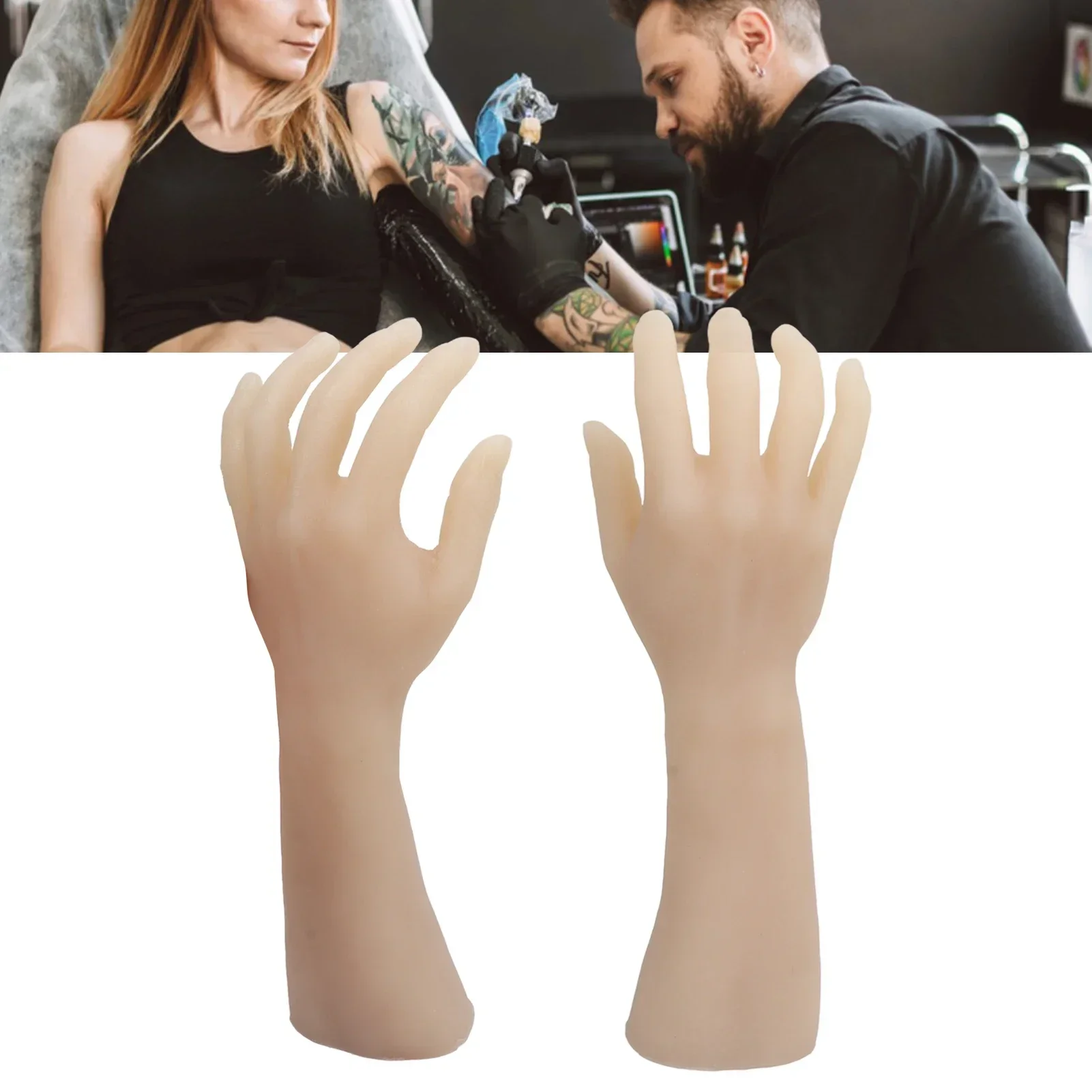 Tattoo Practice Silicone Arm Nail Practice Hand Model Tattoo Accessory Displaying Soft Simulation Prosthetic Hand Model Makeup