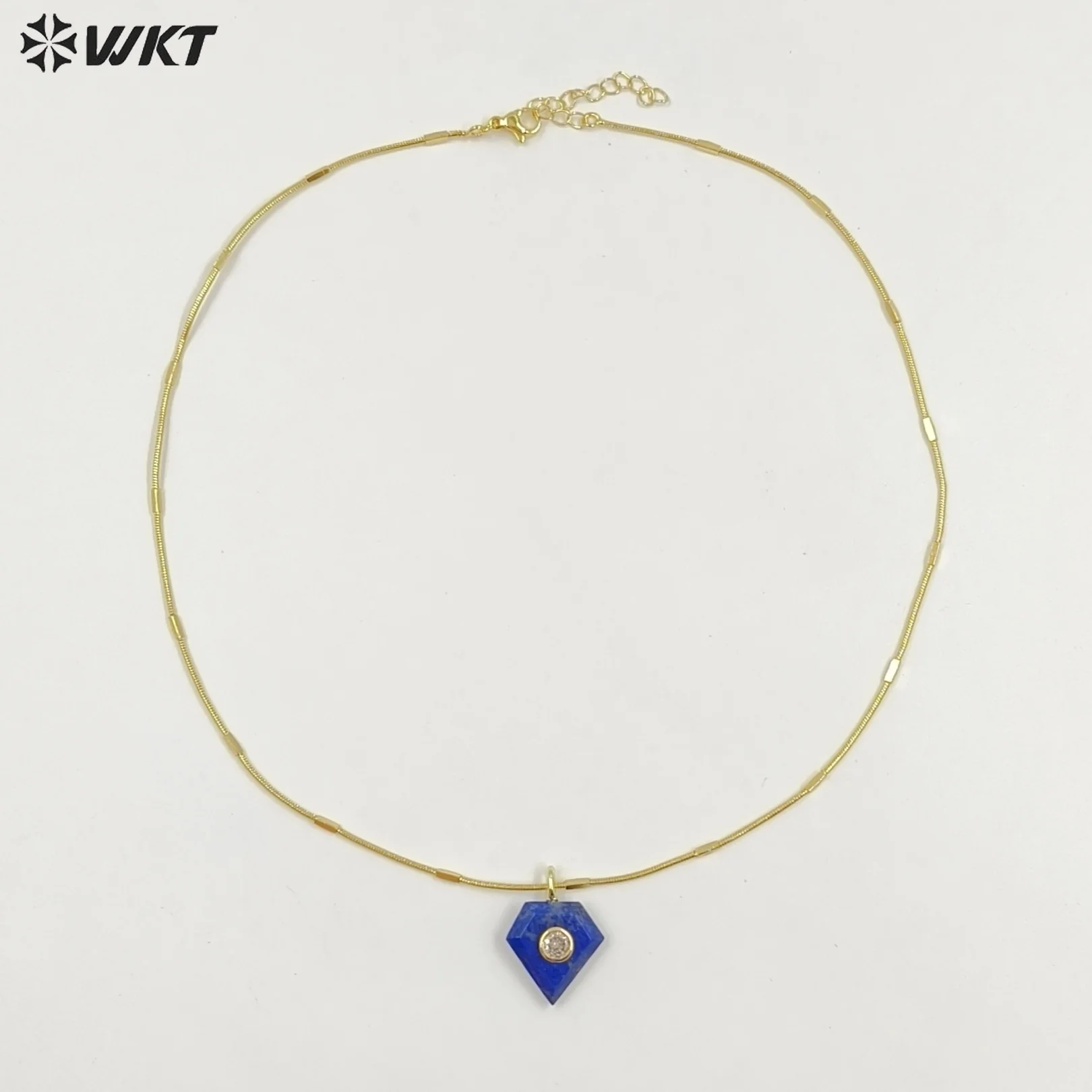 WT-N1508 Nice Special Hexagon Shape Classic Gemstone 18+2inch Necklace For Women Jewelry Decoration